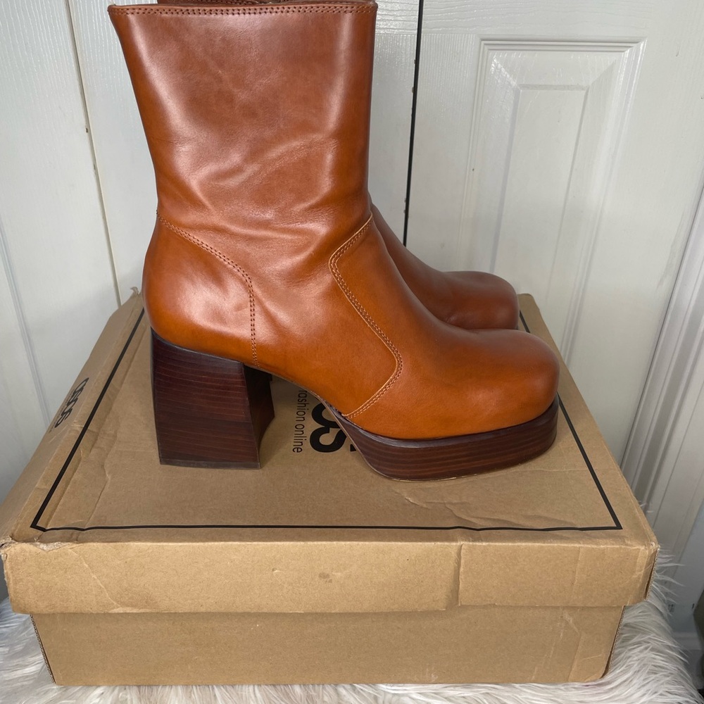ASOS Chic Brown Leather Ankle Boots